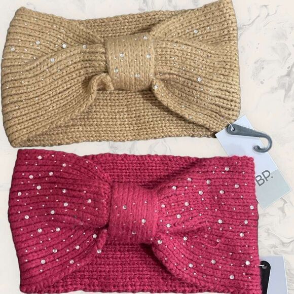 Nordstrom BP Accessories - NWT BP.Set of two  Stone Embellished Headband - Tan and Burgundy - one size